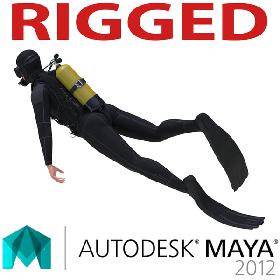 Diver Rigged for Maya